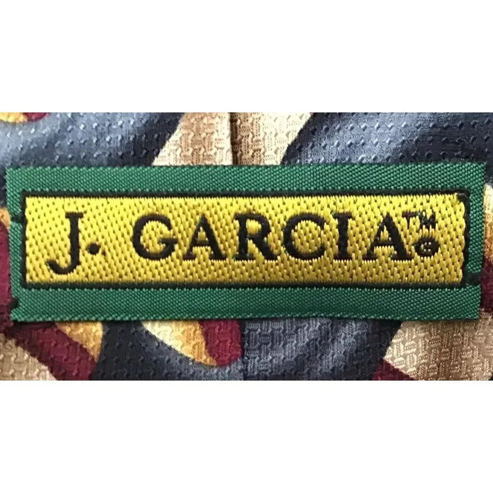 Vintage 1990s Jerry Garcia Silk‎ Tie; Grey, Gold, And Maroon